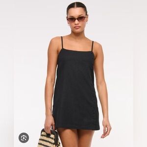 Abercrombie & Fitch Black Linen Blend Button Skort